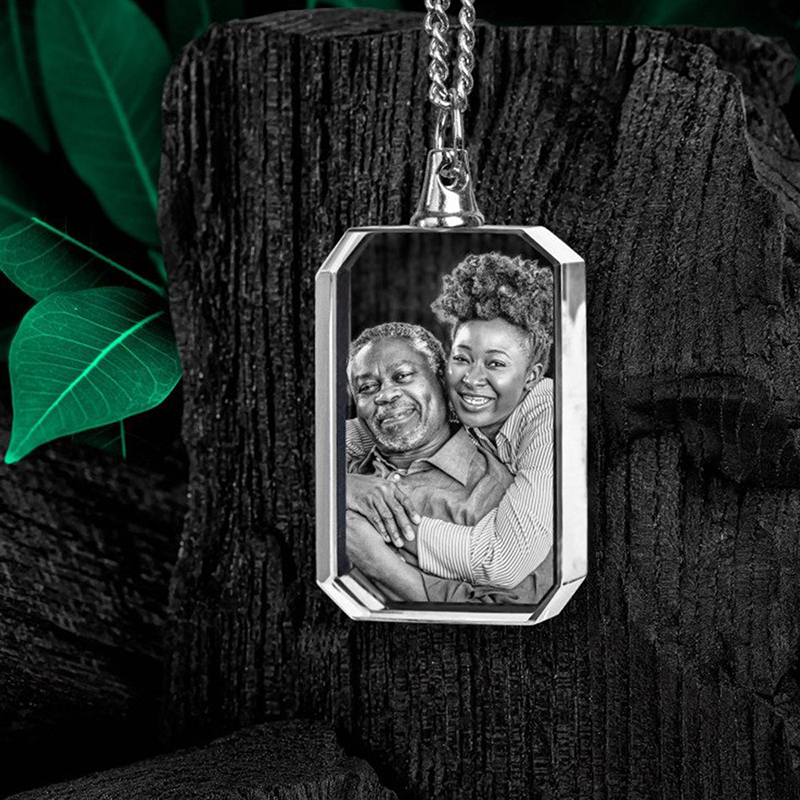 Laser engraved personalized portrait necklace