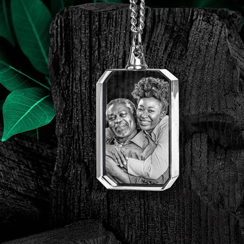 Laser engraved personalized portrait necklace