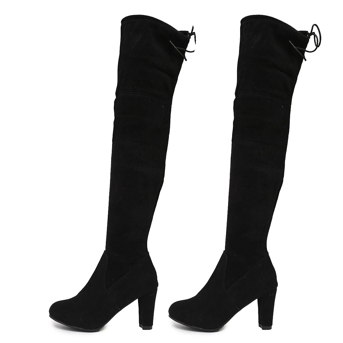 Over-the-knee boots with suede uppers and high heels