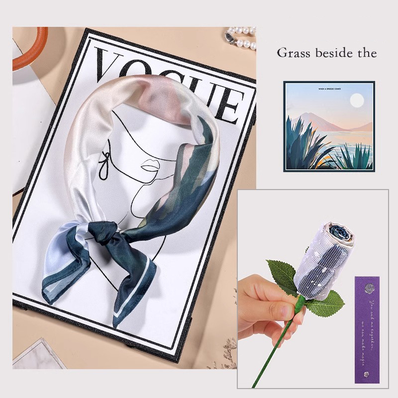 Mother's Day gift silk scarf flower bouquet gift box souvenir