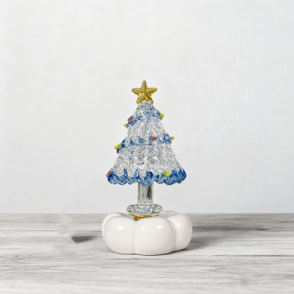 Christmas Tree Handmade Glass Rotating Ornament
