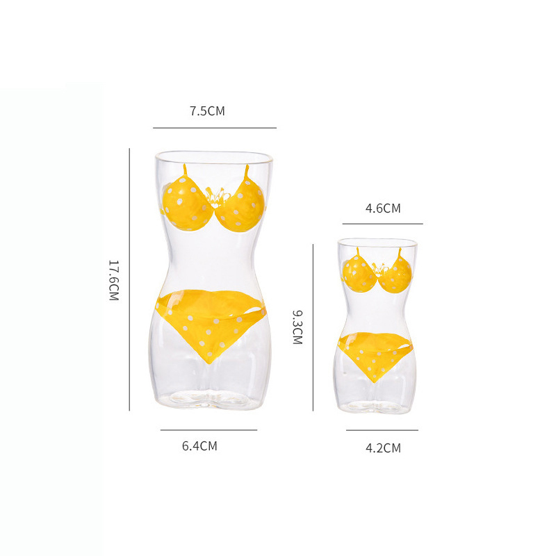 Creative hand-painted female body glass beer mug
