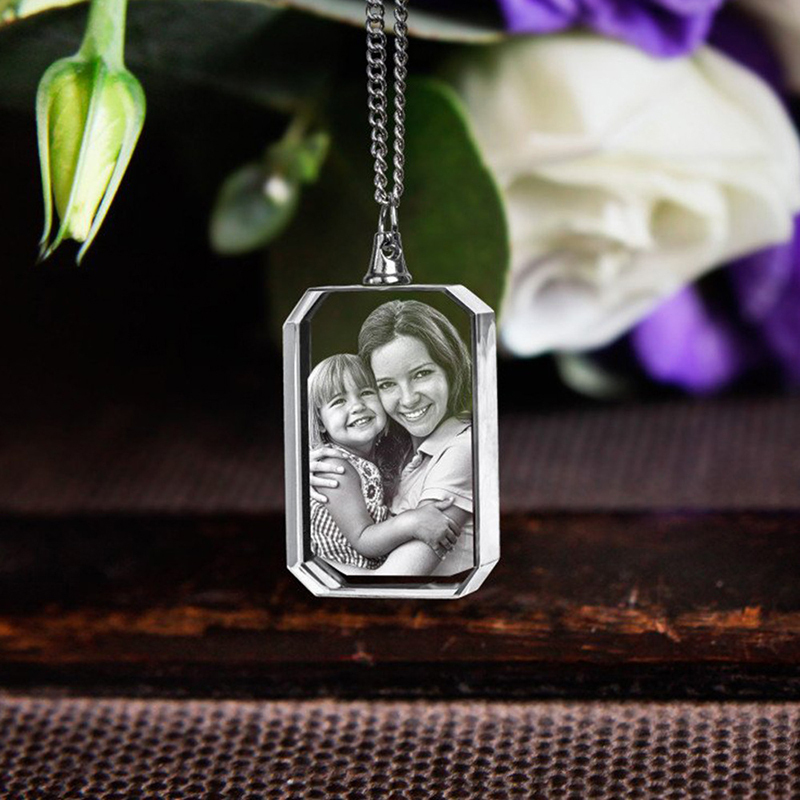 Laser engraved personalized portrait necklace