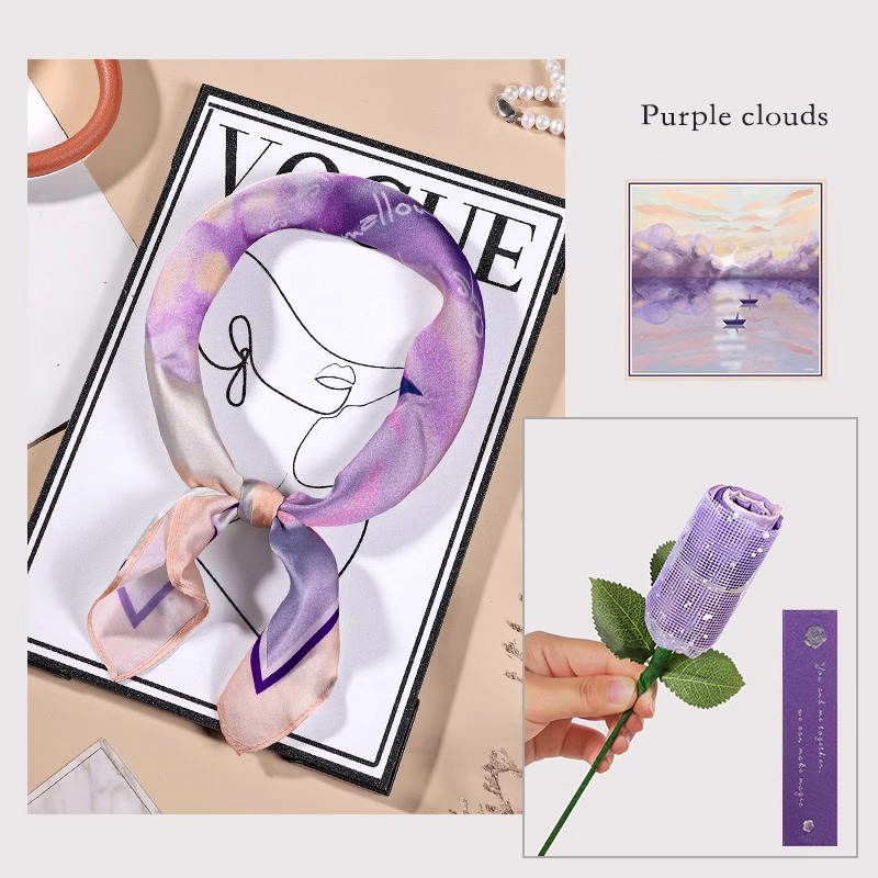 Mother's Day gift silk scarf flower bouquet gift box souvenir