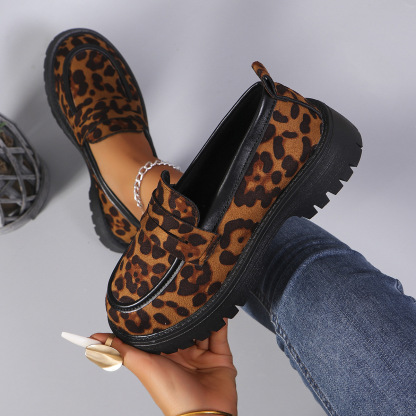 Leopard print suede loafers