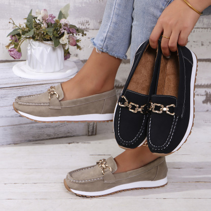 Metal chain casual loafers