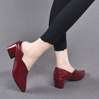 Pointed-toe, low-cut genuine leather soft-soled women's shoes