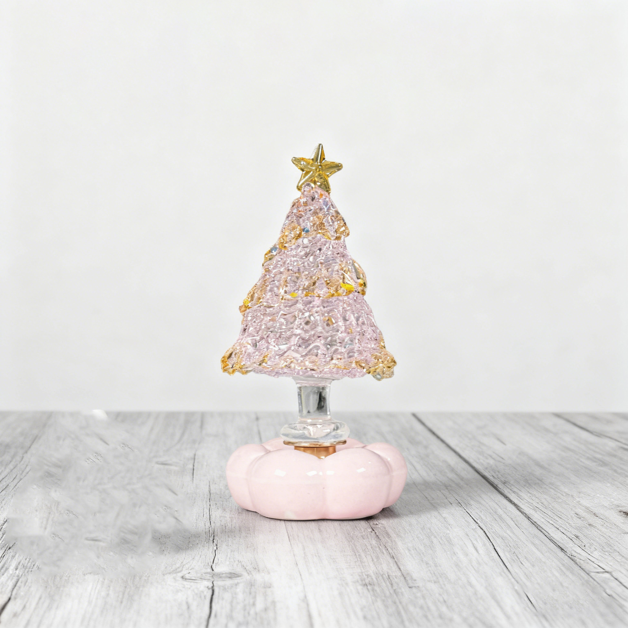 Christmas Tree Handmade Glass Rotating Ornament