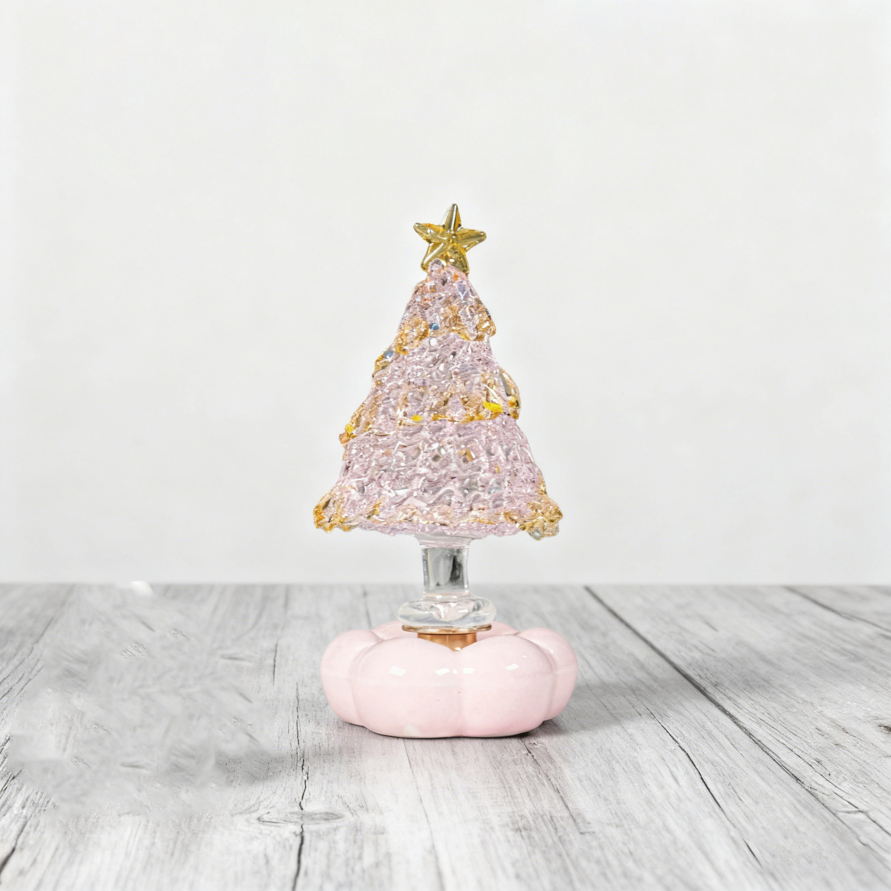 Christmas Tree Handmade Glass Rotating Ornament