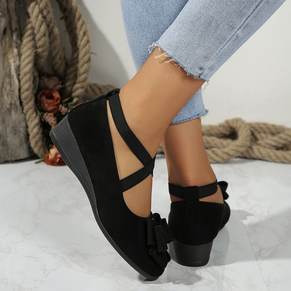 Suede Bow Women's Shoes