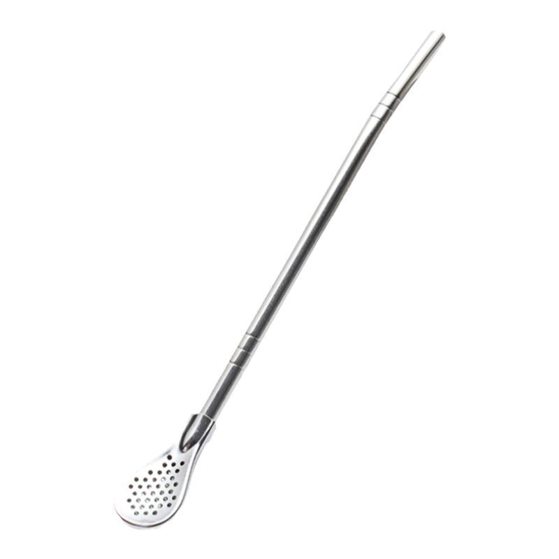 Stainless steel milk tea stirring filter extended straw spoon