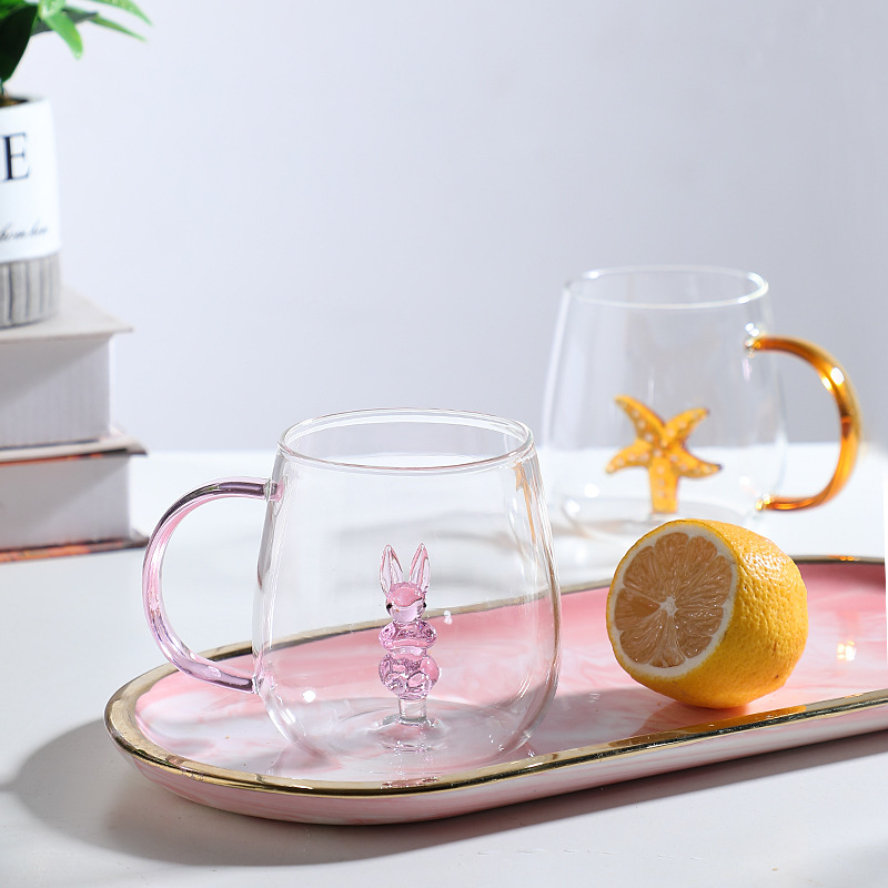 Cartoon animal cup high borosilicate glass household cup