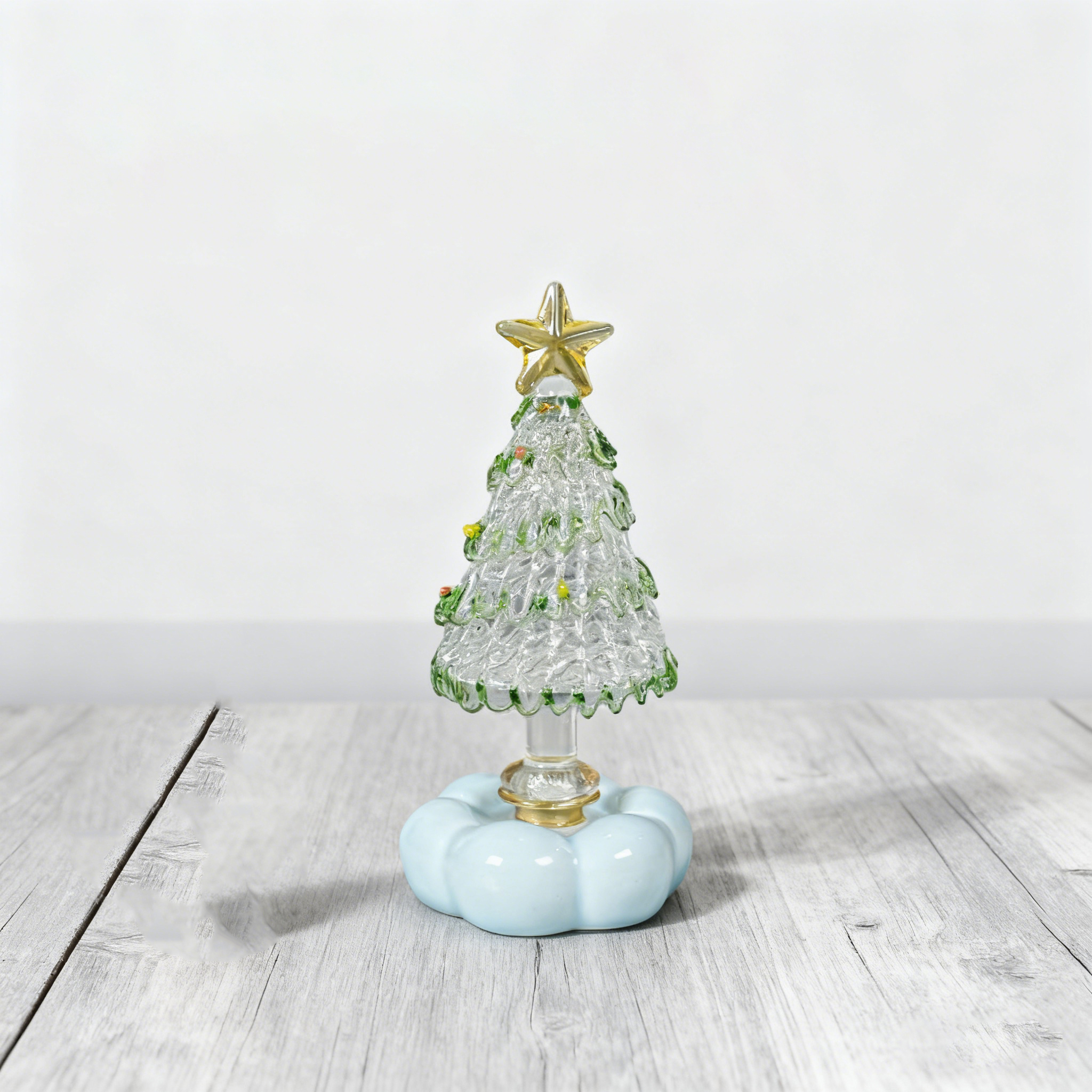 Christmas Tree Handmade Glass Rotating Ornament