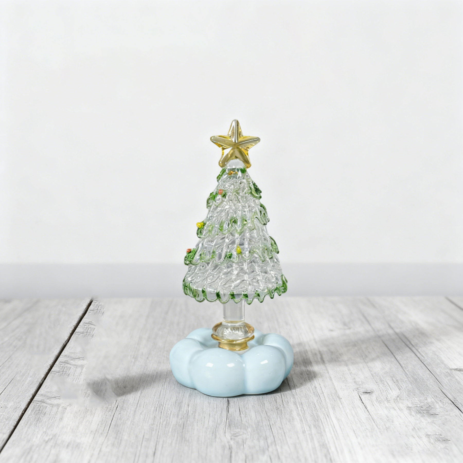Christmas Tree Handmade Glass Rotating Ornament