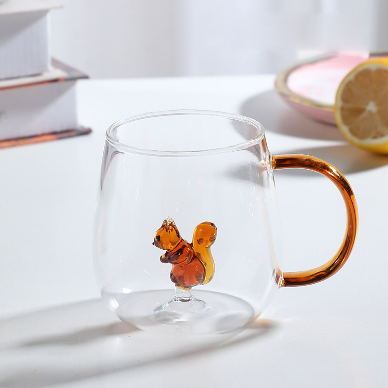 Cartoon animal cup high borosilicate glass household cup