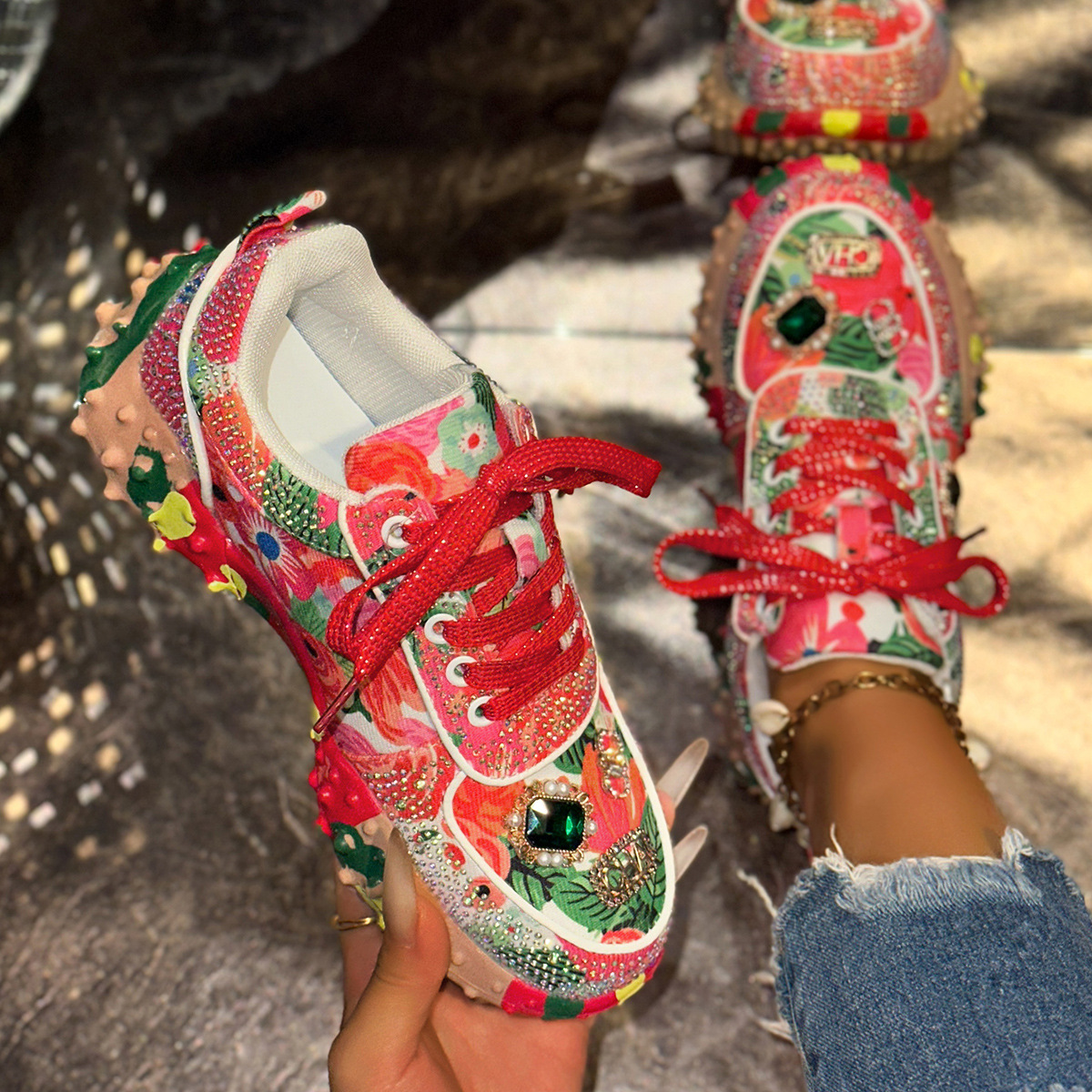 Diamond mesh casual athletic shoes