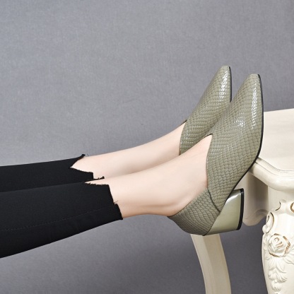 Pointed-toe, low-cut genuine leather soft-soled women's shoes