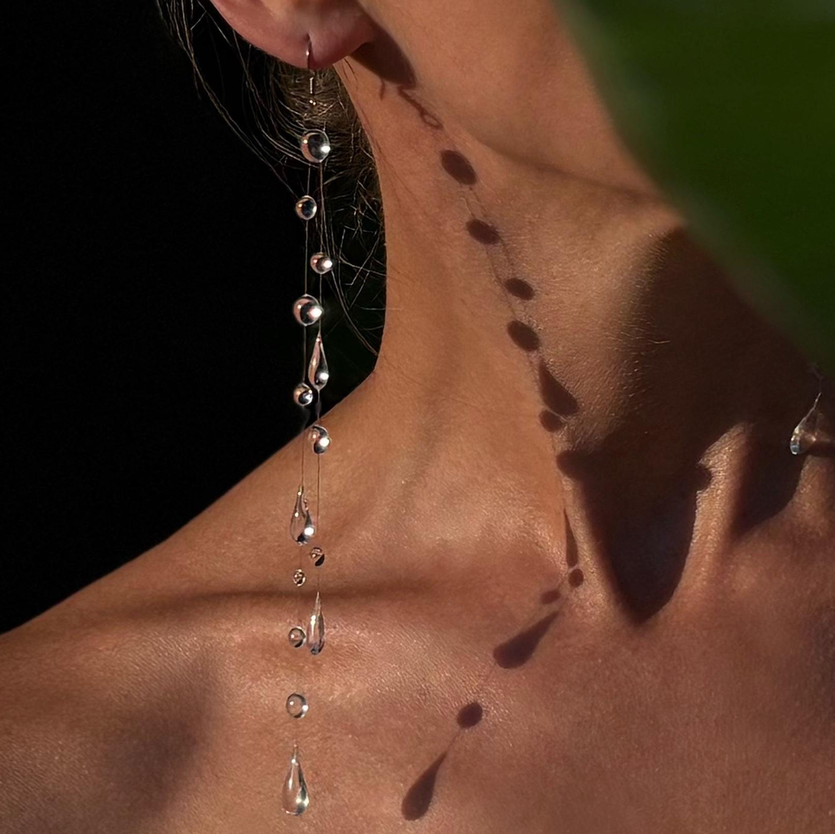 Delicate Teardrop Crystal Transparent Thread Jewelry