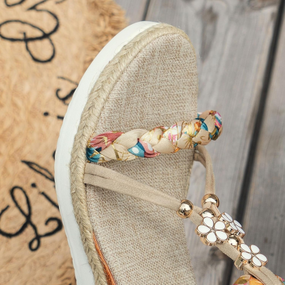 Rhinestone wedge woven women's shoes