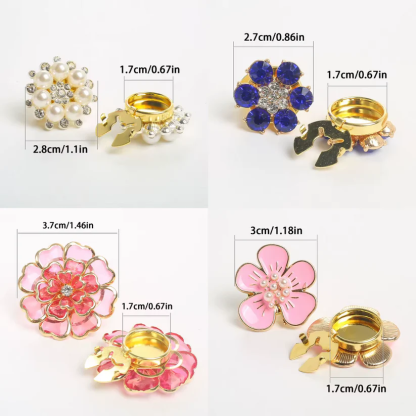 Exquisite Pearl Flower Rhinestone Cufflinks