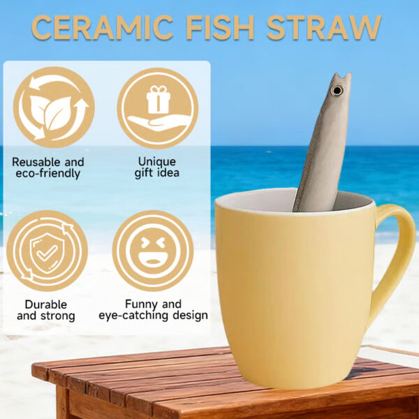 Handmade Ceramic Fish-Shaped Straw