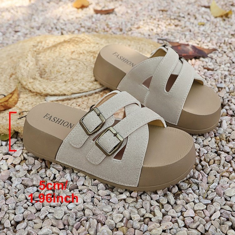 Casual Open-Toe Buckle Slide Sandals