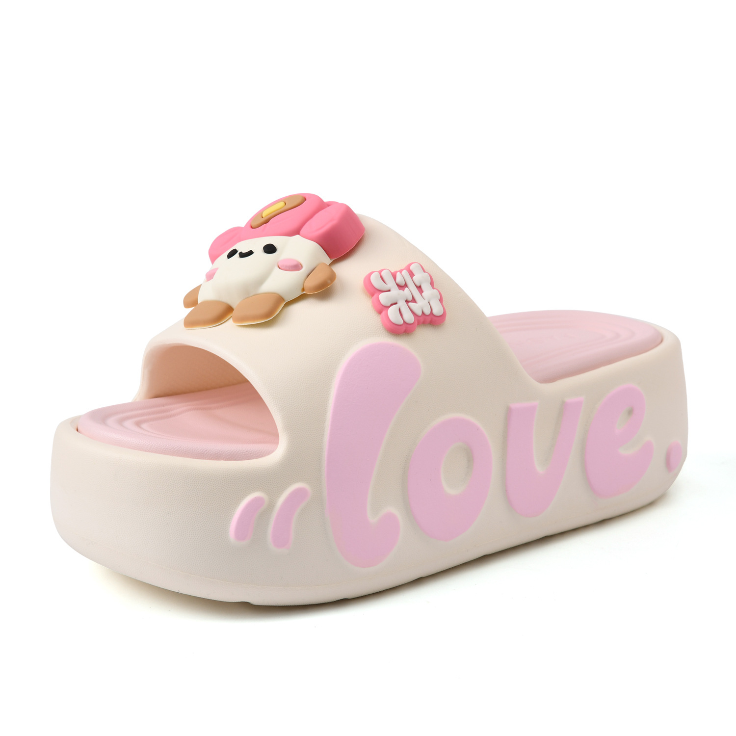 Cute Love Cartoon Doll Platform Slip On Summer Slippers