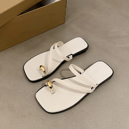Square Toe Strappy Slide Sandals
