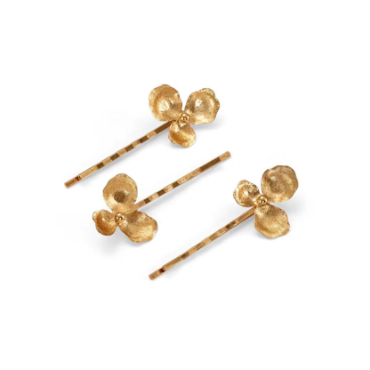 Vintage Gold Flower Pearl Hair Clip