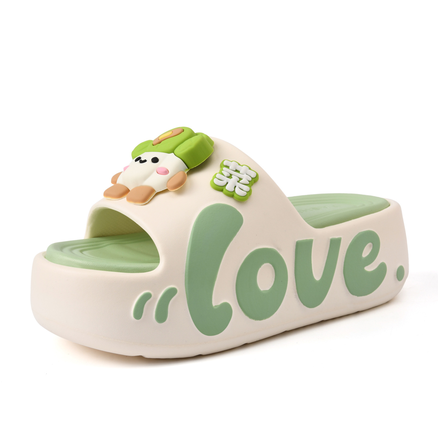 Cute Love Cartoon Doll Platform Slip On Summer Slippers