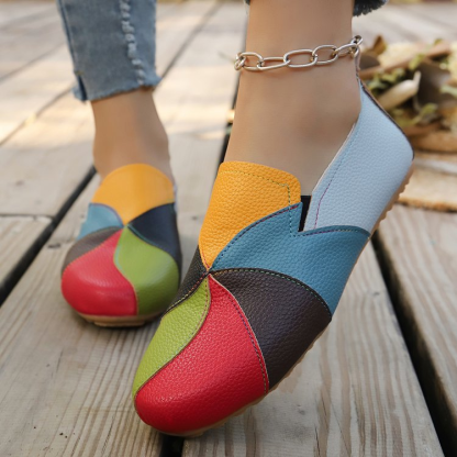 Vibrant Multicolor Patchwork Casual Flats