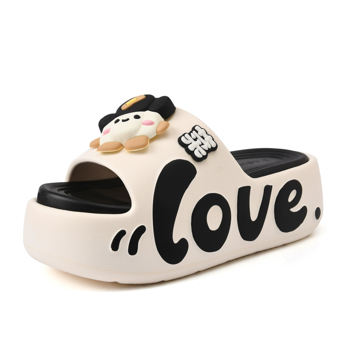 Cute Love Cartoon Doll Platform Slip On Summer Slippers