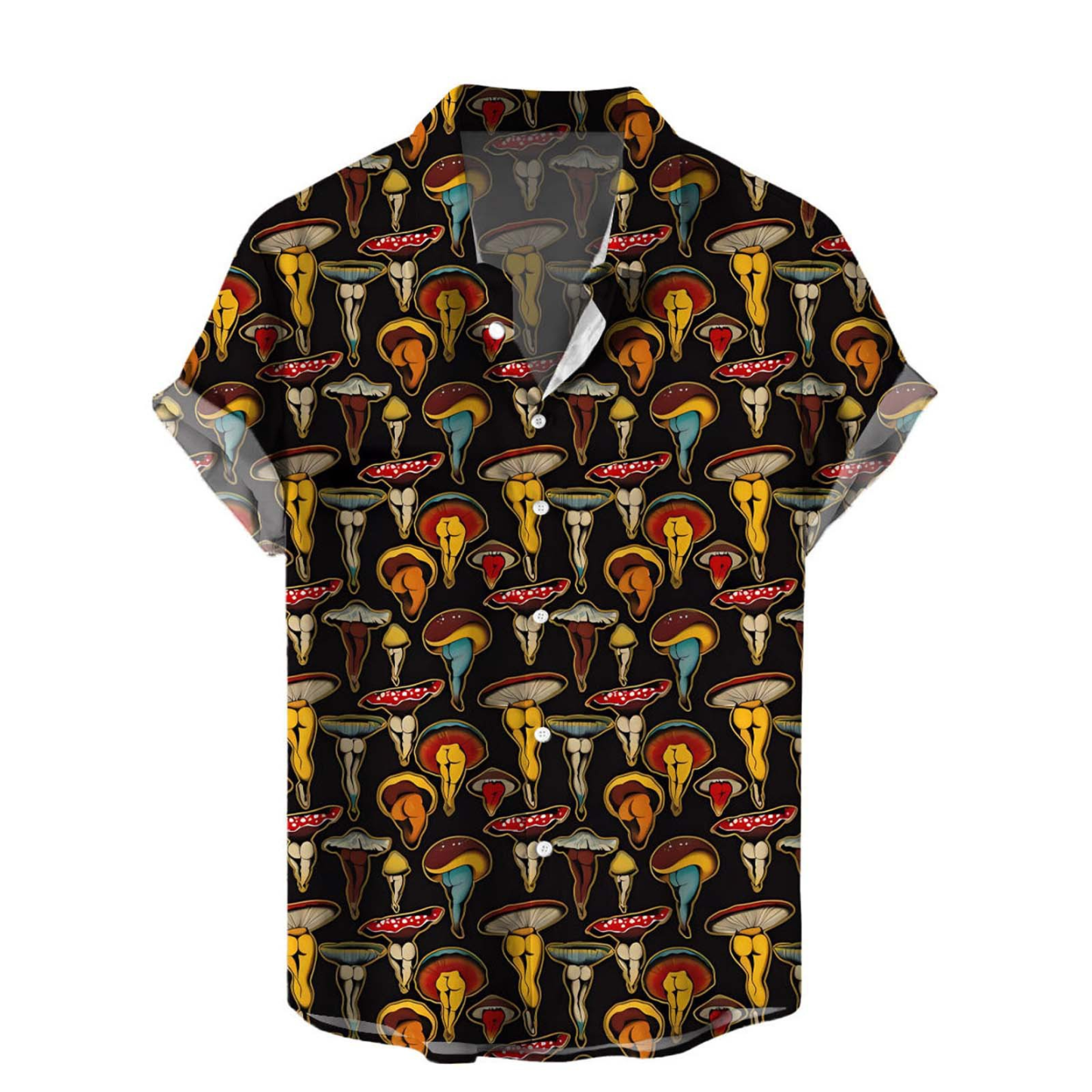 Vintage  Print Short Sleeve Button Up Shirt