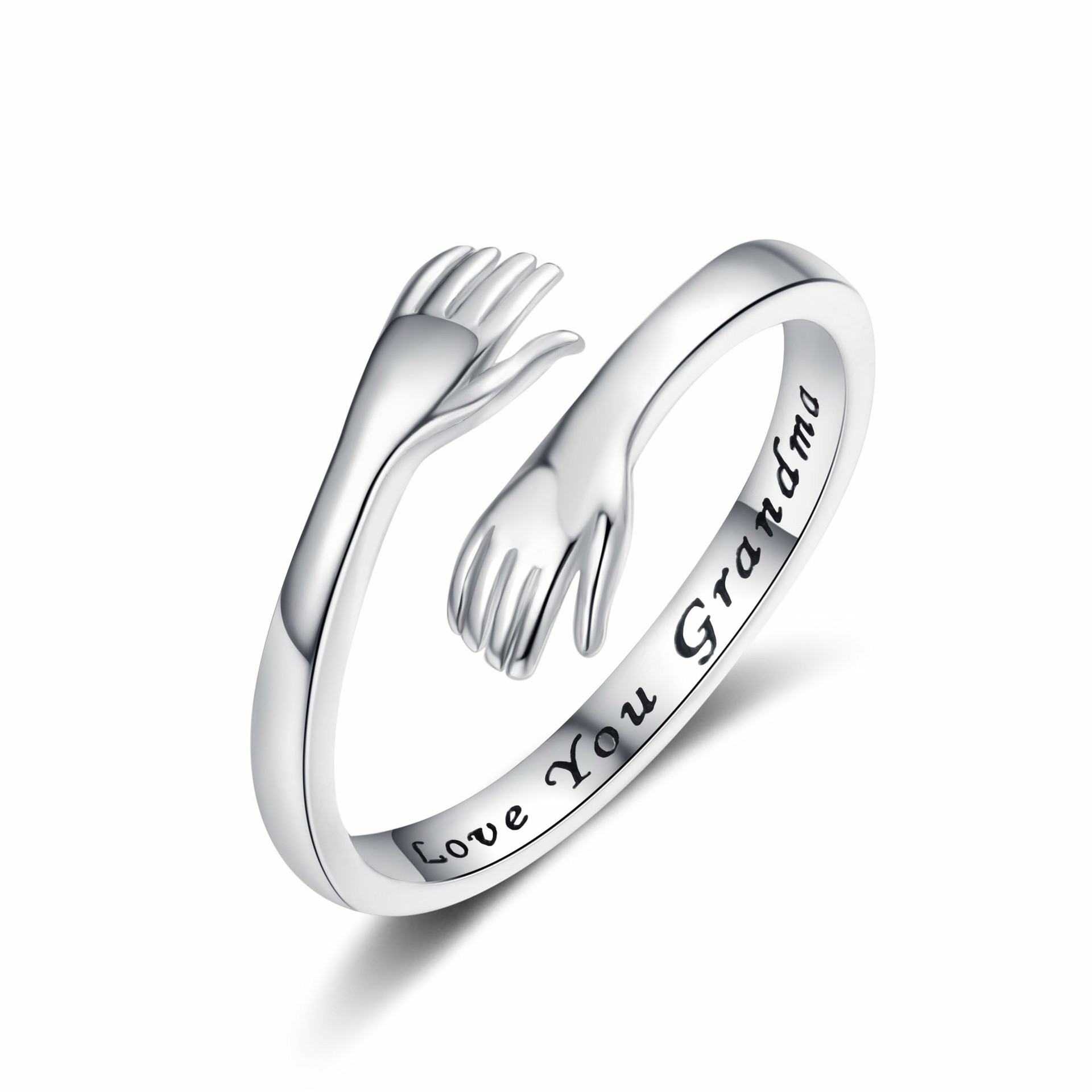 Embrace the engraved ring with both hands