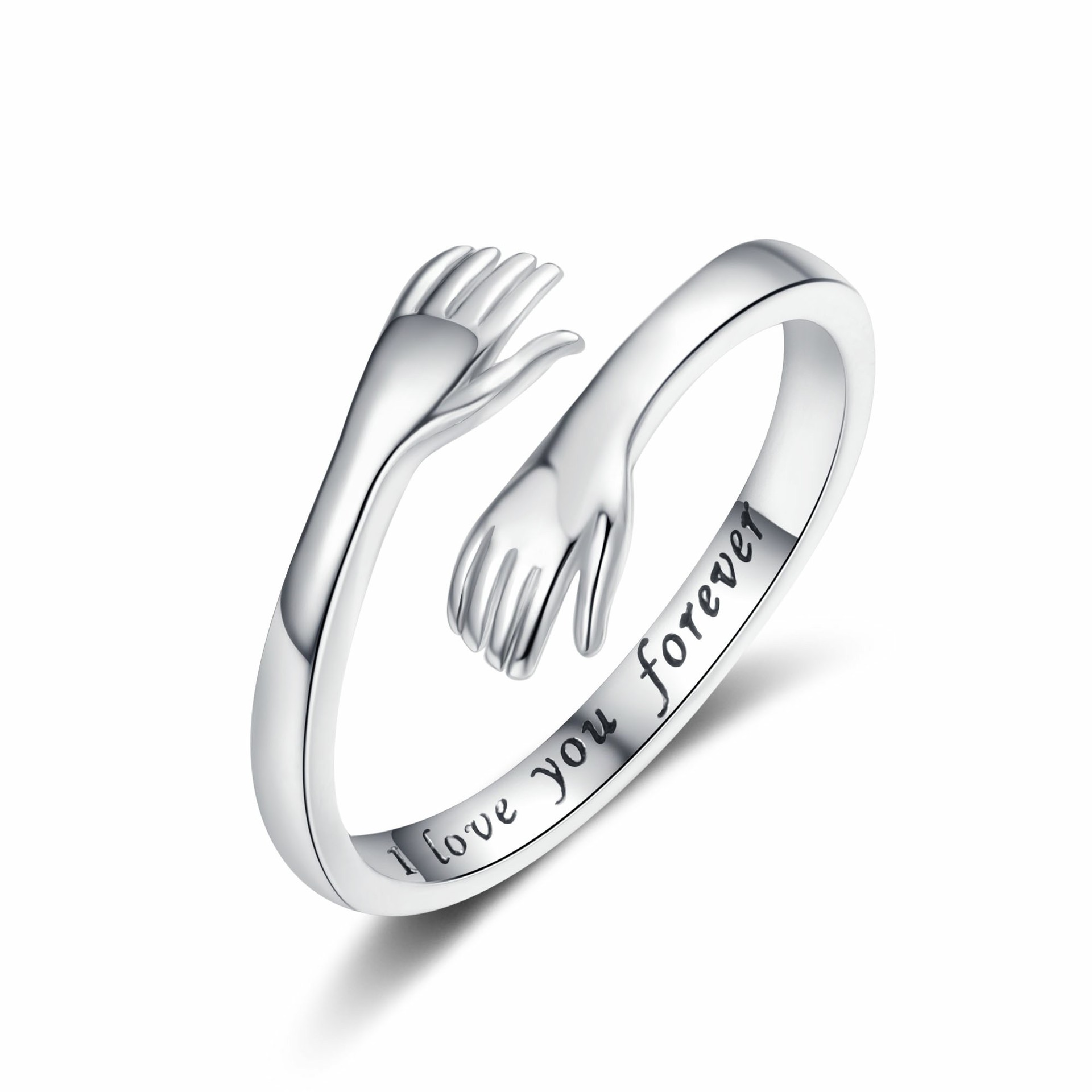 Embrace the engraved ring with both hands
