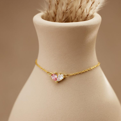 Custom Heart Birthstone Bracelet