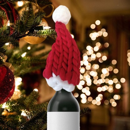 Hand-knitted Christmas hat decorations