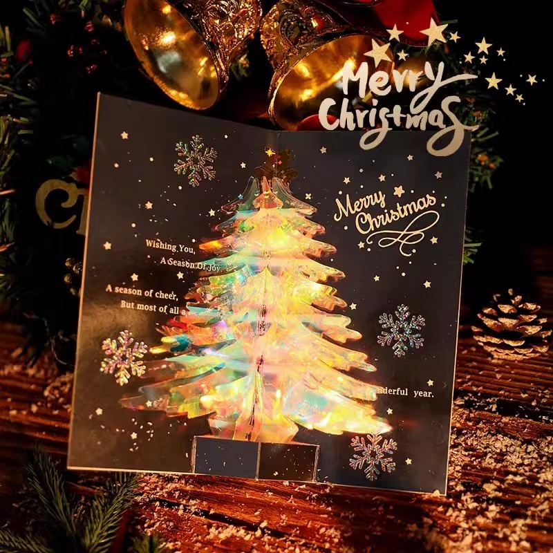 3D Holographic Christmas Tree Pop-up Greeting Card