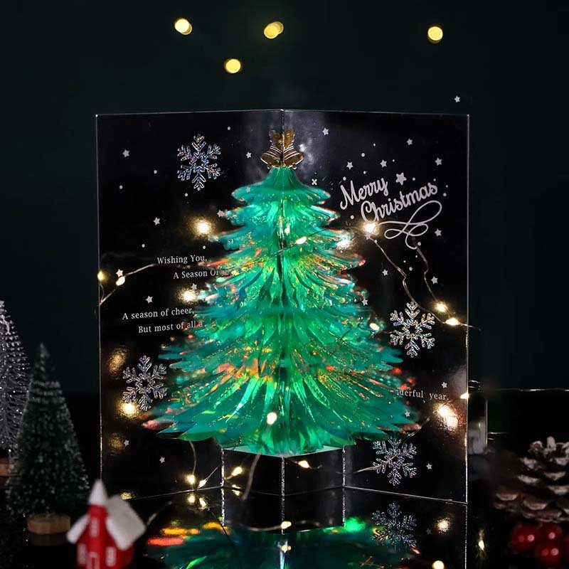 3D Holographic Christmas Tree Pop-up Greeting Card
