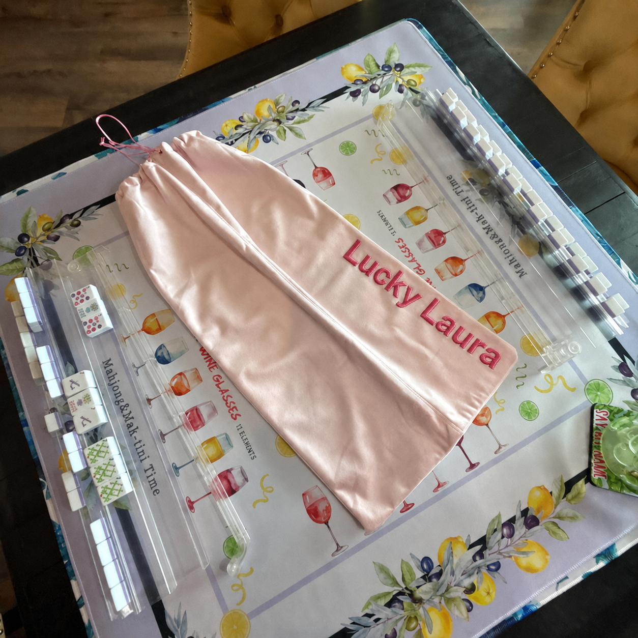 Custom Color Velvet Mahjong Rack Storage Bag with Four Compartments