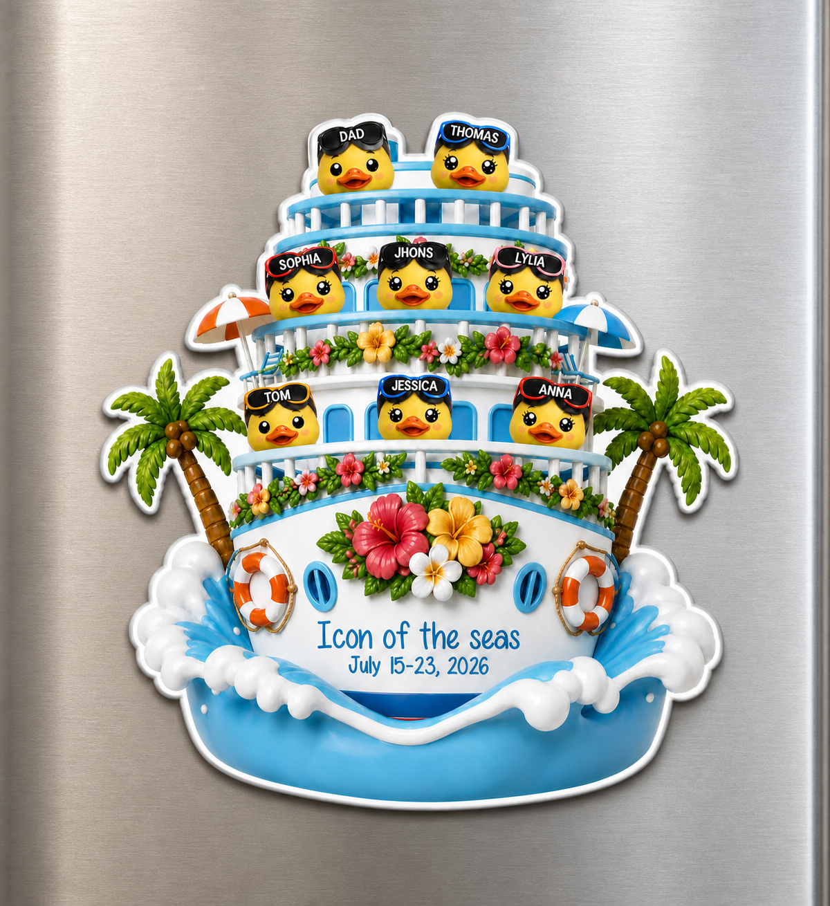 Personalized Vinyl Cruise Ship Magnet with Ship Name, Dates and Family Vacation Gift for Cruise Travelers