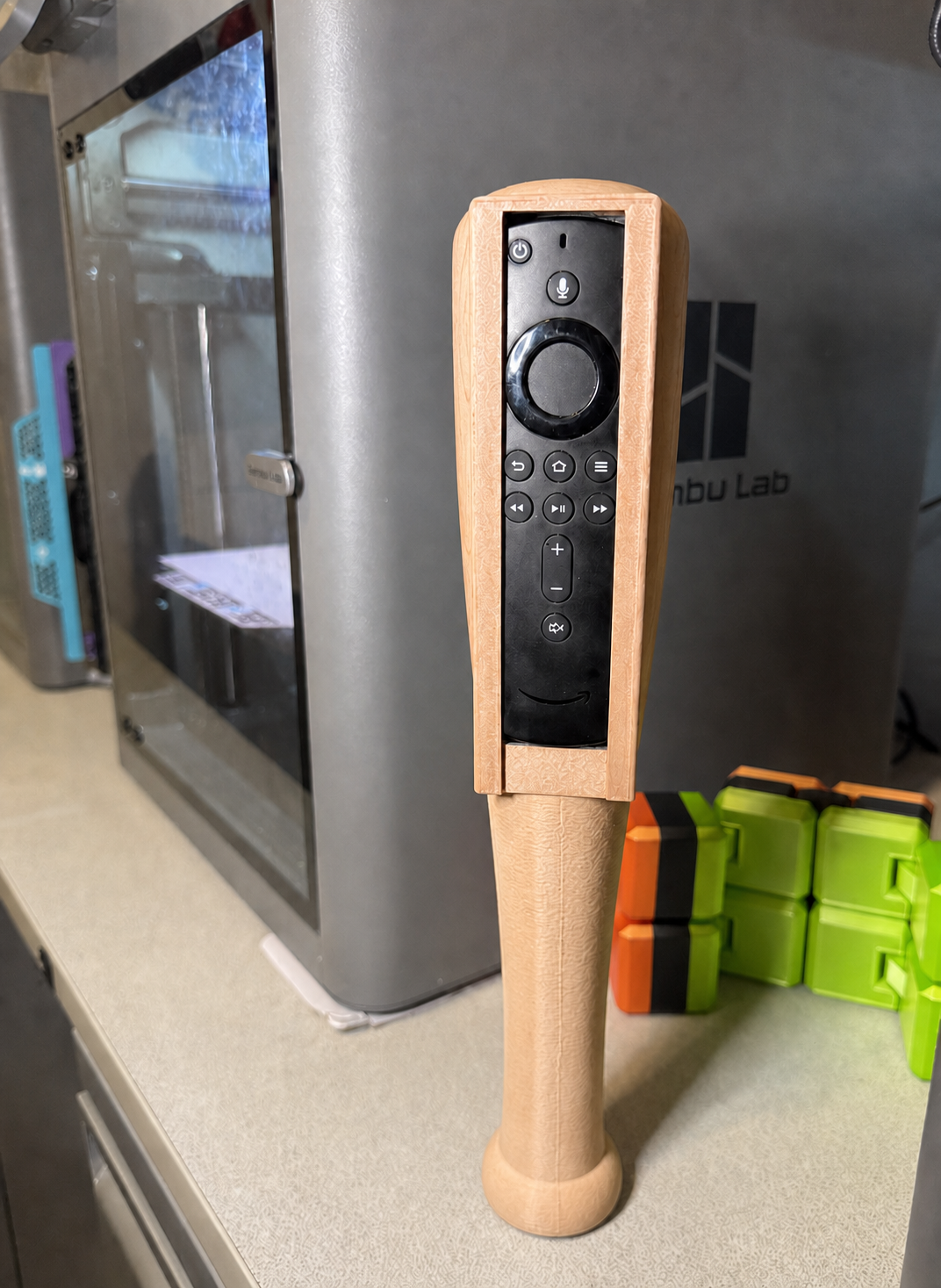 Blue and White Baseball Bat Fire TV Remote Holder for Short and Long Remotes Sports Fan Desk Gift
