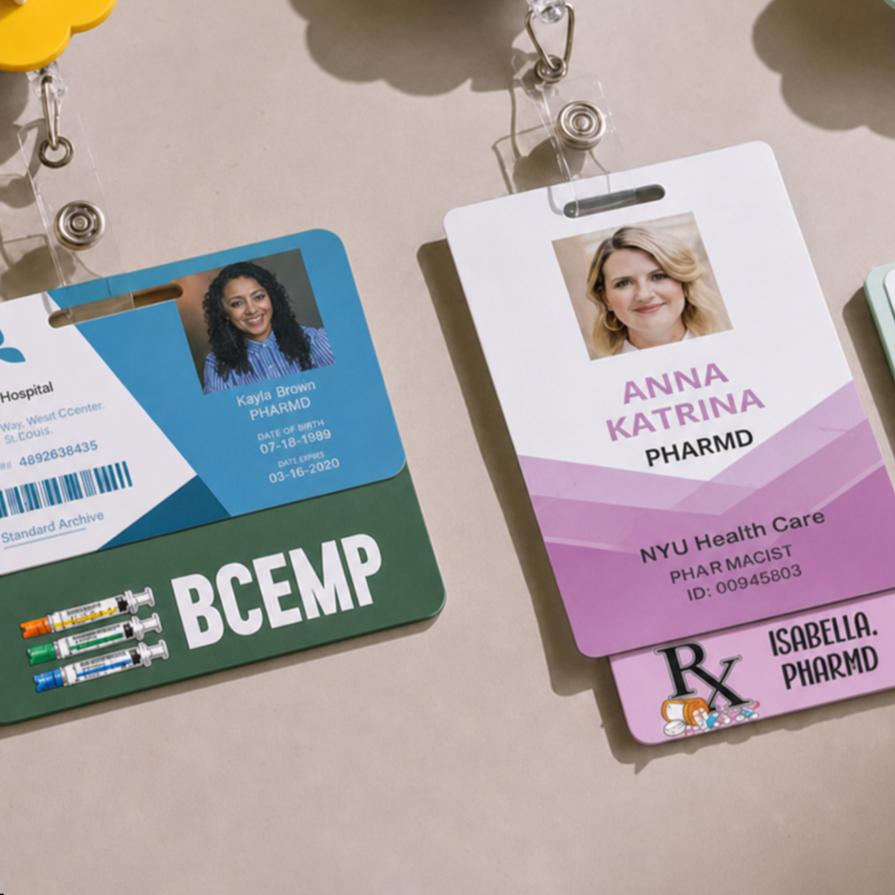 Personalized Acrylic Pharmacy Badge Buddy with Custom Title, Color and Orientation Work Gift for Pharmacists (Sold in pairs)