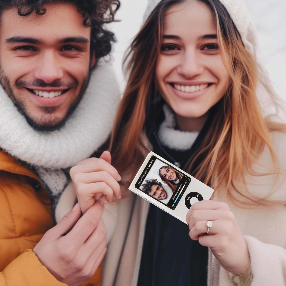 Personalized Mini Photo Album – iPod Music Player Style Pocket Book, 16 Custom Photos, Gift for Him, Her, or Couples