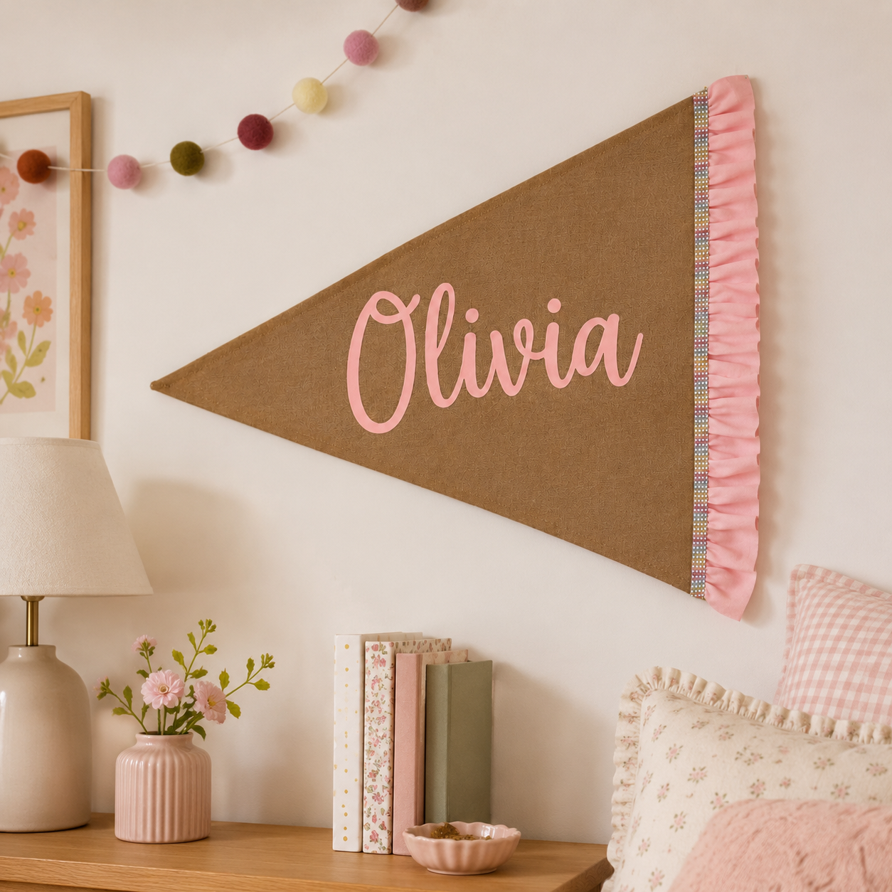 Personalized Paper First Day of School Pennant Flag with Name Back Room Decor for Kids