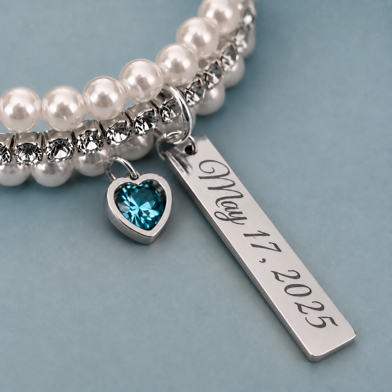 Engraved Bouquet Charm Bride Gift from Mom, Something blue for Bouquet