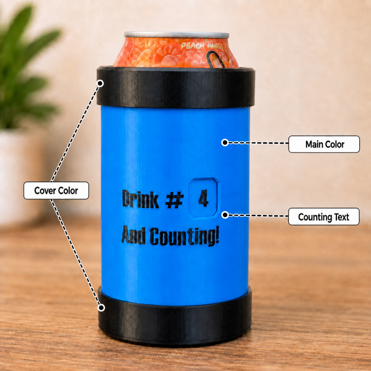 Personalized Mechanical Drink Counter Can Cooler with Text Party Gift for Adults