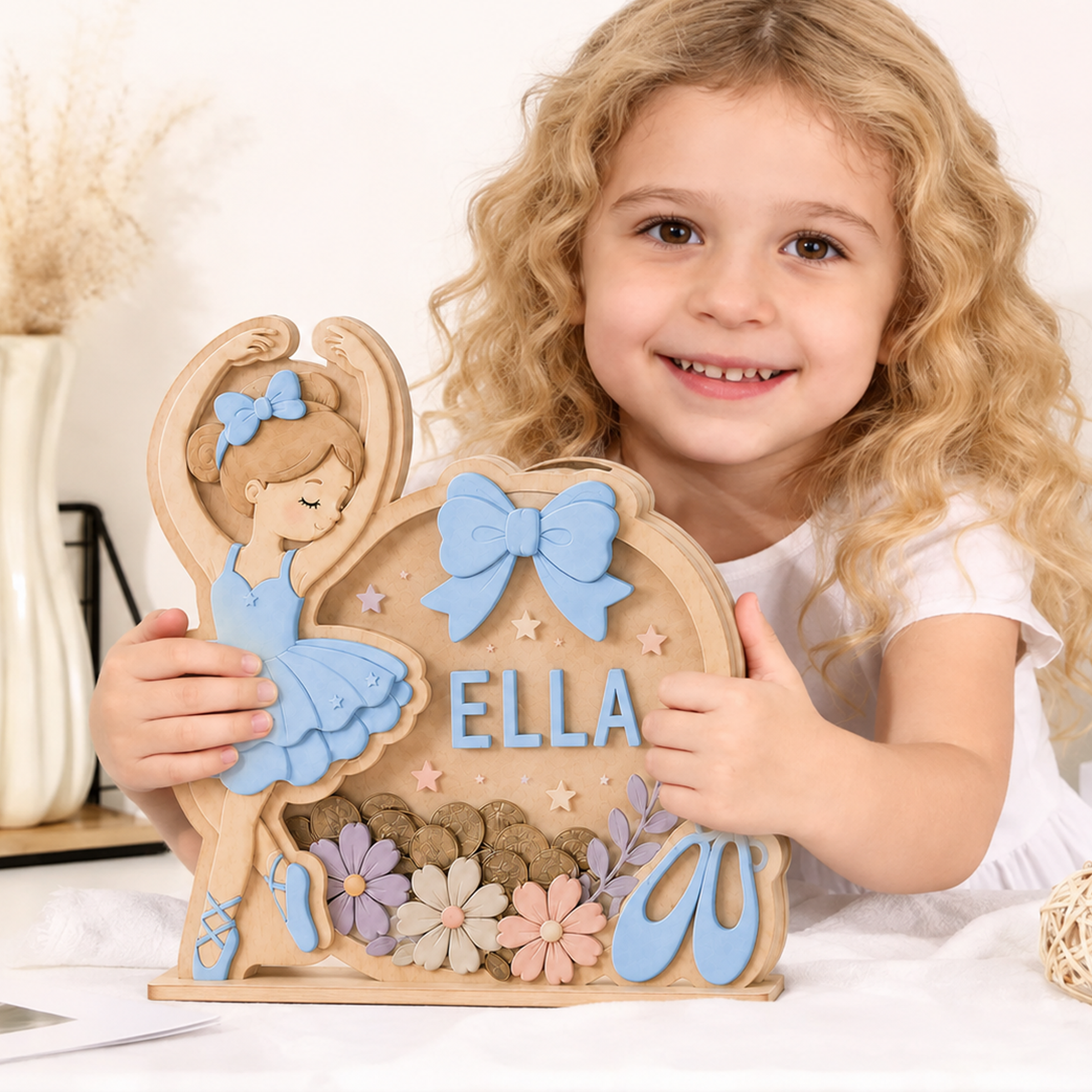 Personalized Name Ballerina Ballet Piggy Bank for Kids