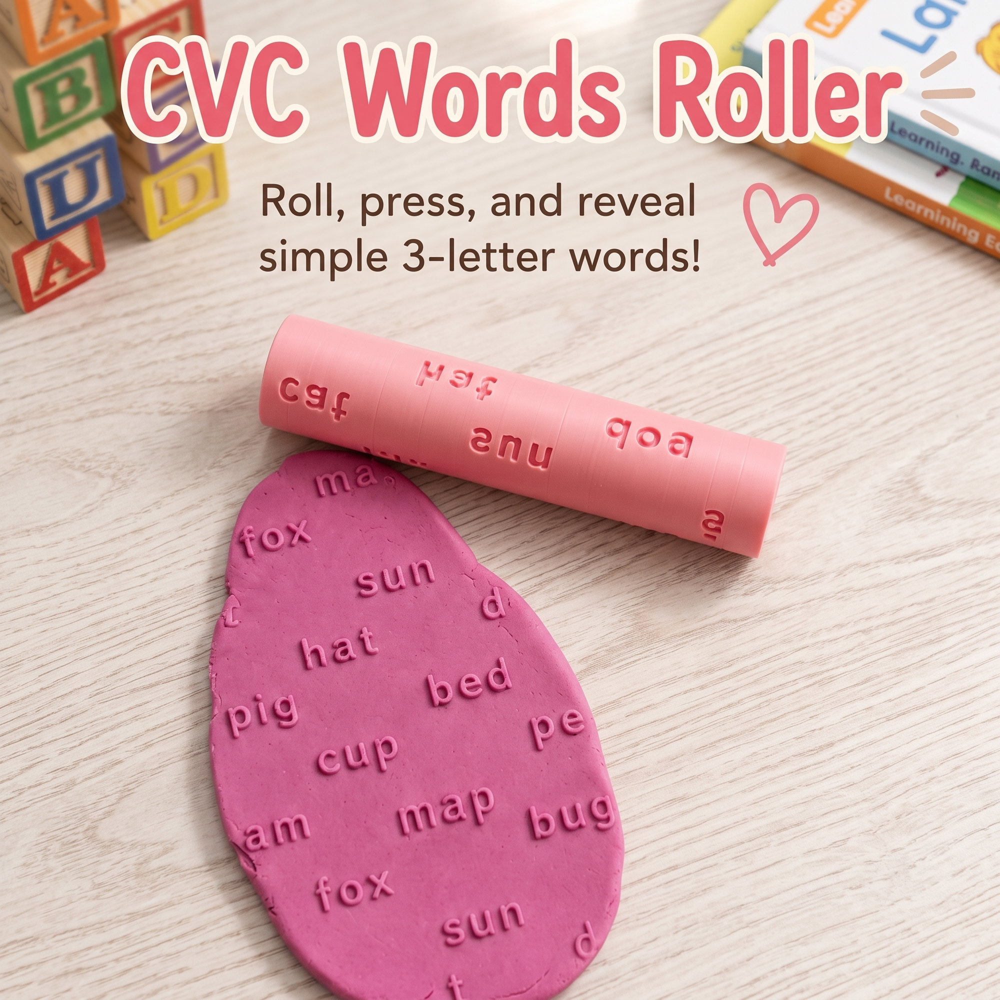 Custom Playdough Word Roller with Words and Symbols Classroom Literacy Gift for Teachers