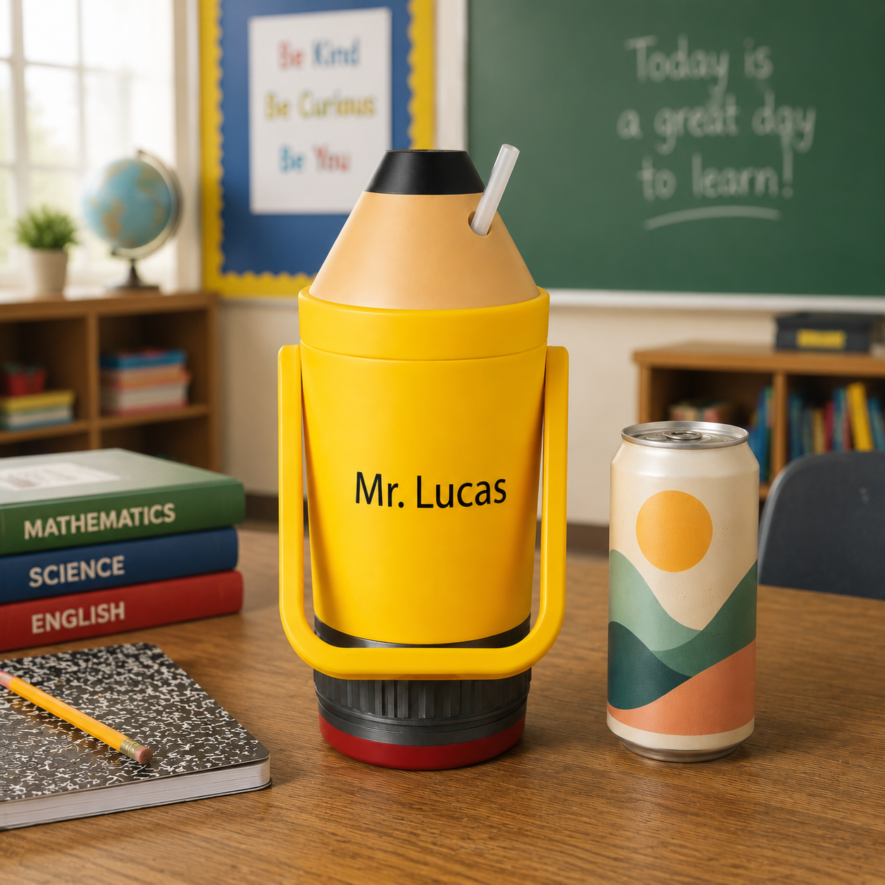 Pencil Can Cooler with Screw Lid Multiple Sizes Teacher Desk Gift
